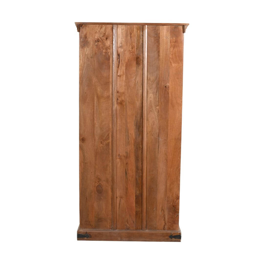 Vintage Indian Teak Wood Reclaimed Jali Door Cabinet – Distressed White Display Cupboard