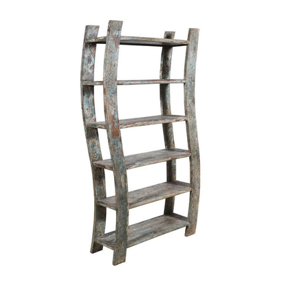 Antique Indian Teak Wood Bookcase - 1930s Open Shelving Unit
