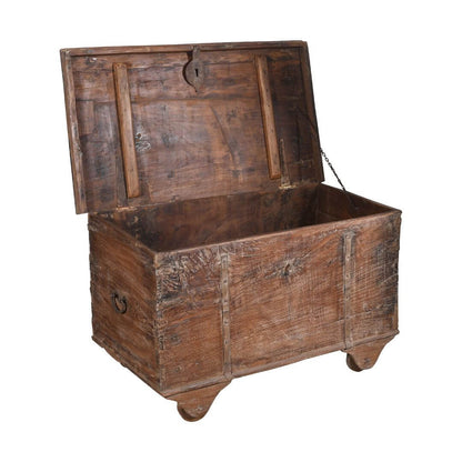 Antique Indian Teak Wood Surti Coffee Table Chest - 19th Century