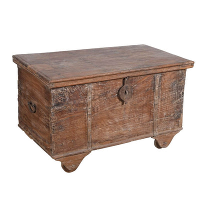 Antique Indian Teak Wood Surti Coffee Table Chest - 19th Century