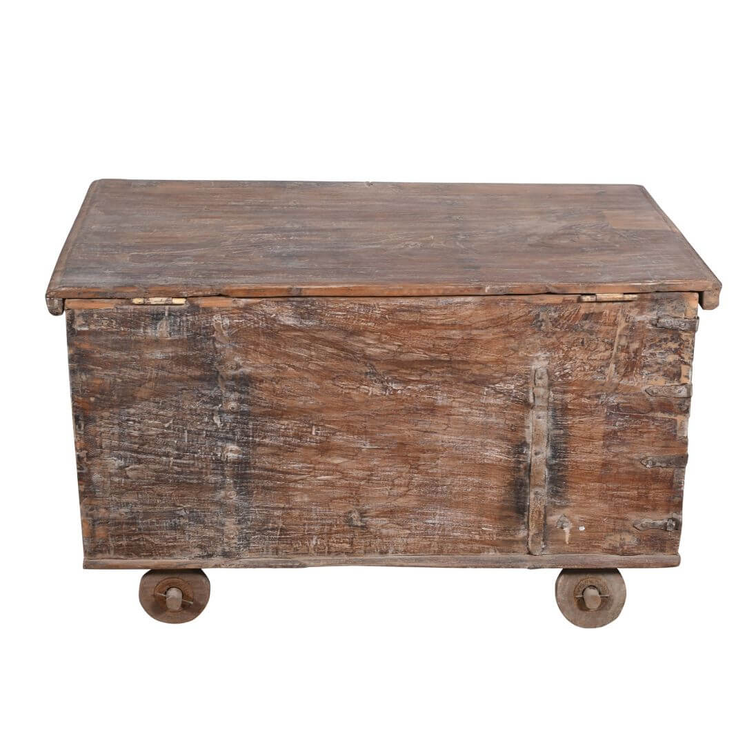 Antique Indian Teak Wood Surti Coffee Table Chest - 19th Century