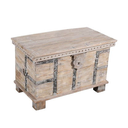 Antique Indian Teak Wood Coffee Table Storage Chest - 19th Century