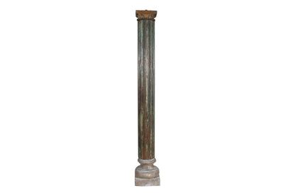 Antique Indian Teak Wood And Stone Set of 2 Pillars