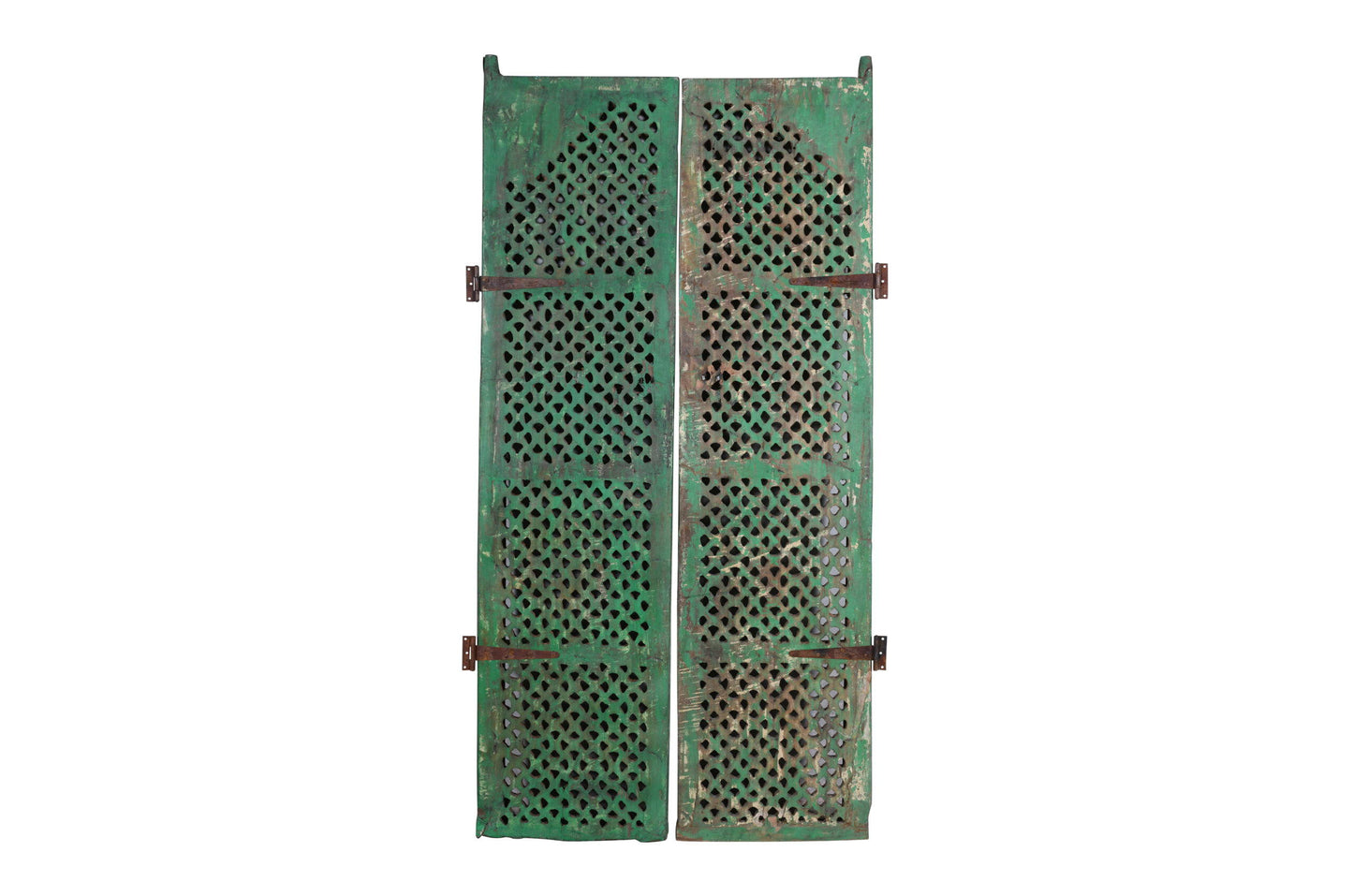 Antique Indian Jali Fretwork Teak Door Pair