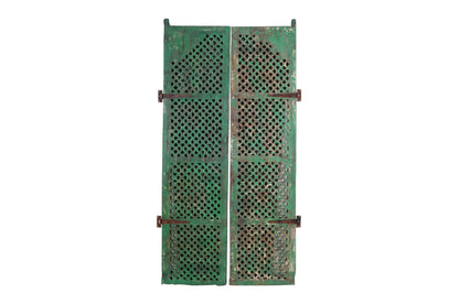 Antique Indian Jali Fretwork Teak Door Pair