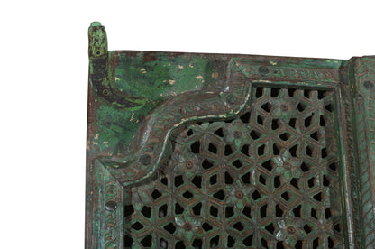 Antique Indian Jali Fretwork Teak Door Pair
