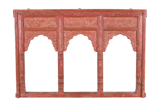 Antique Indian Teak Wood Reclaimed Mirror