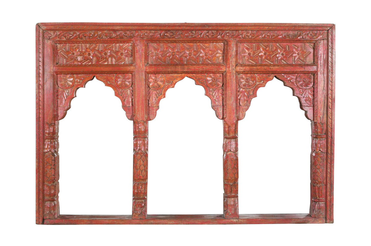 Antique Indian Teak Wood Reclaimed Mirror
