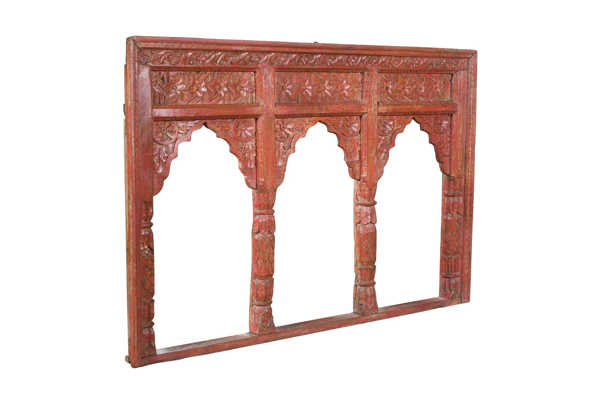 Antique Indian Teak Wood Reclaimed Mirror
