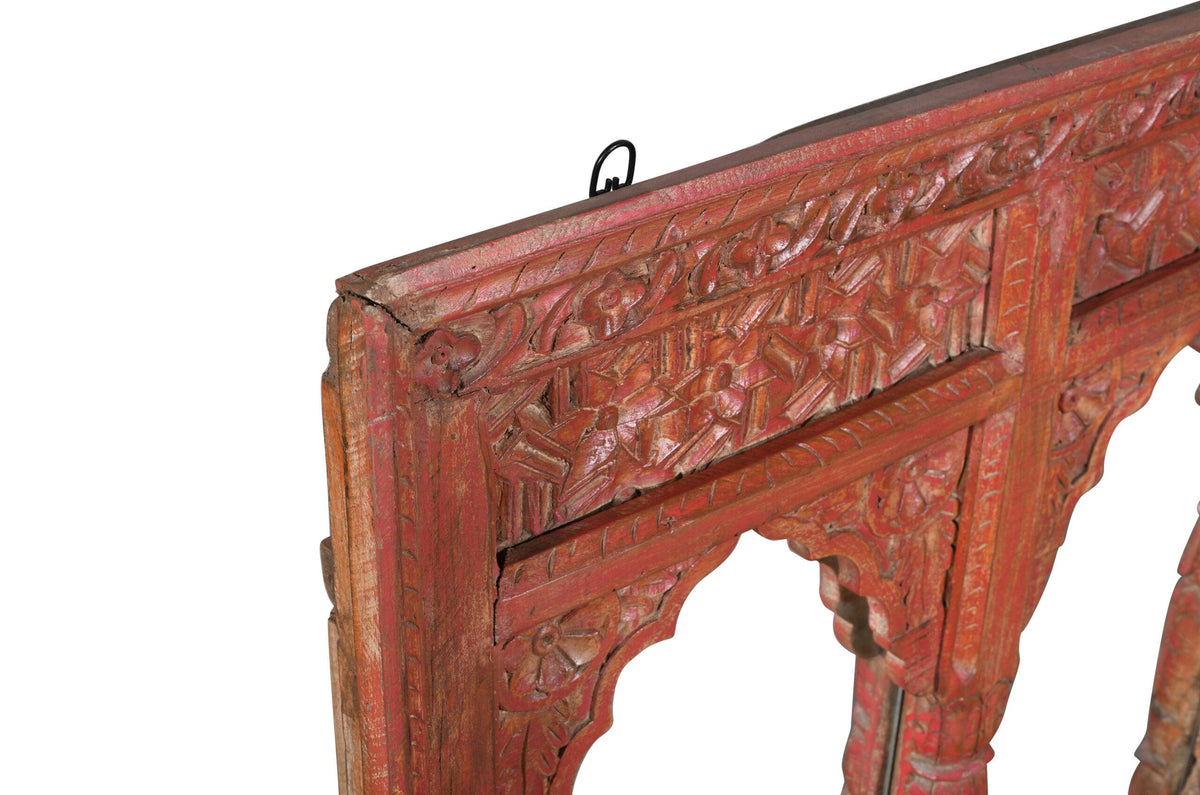 Antique Indian Teak Wood Reclaimed Mirror