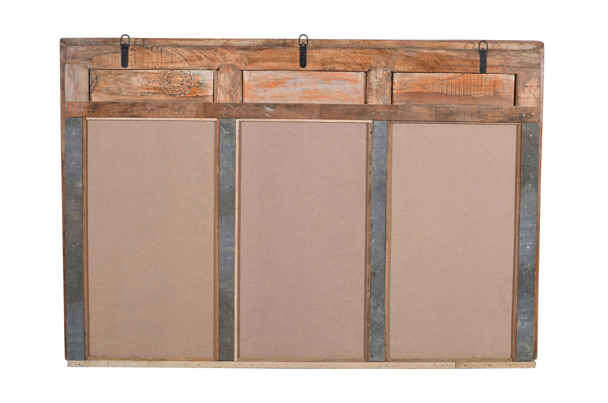Antique Indian Teak Wood Reclaimed Mirror
