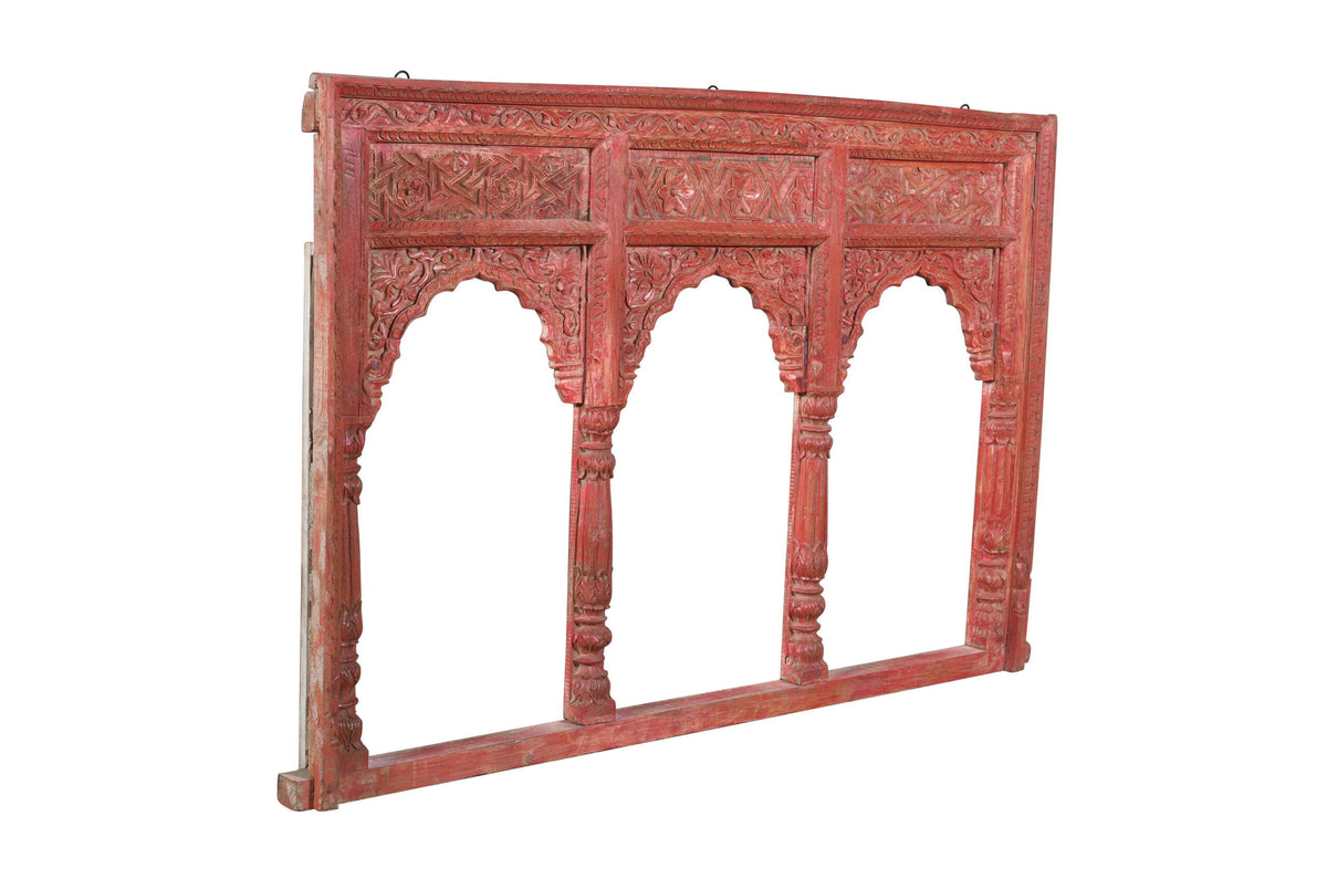 Antique Indian Teak Wood Reclaimed Mirror