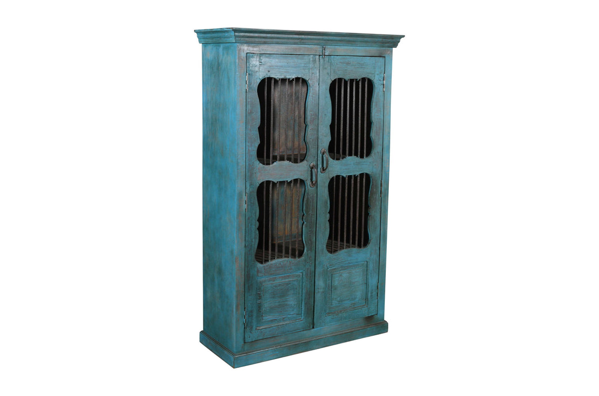 Indian Teak Wood Reclaimed Pinjara Cupboard