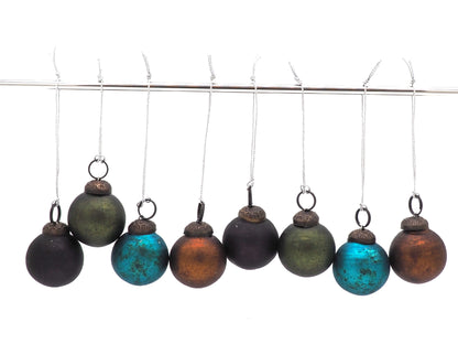 GLASS CHRISTMAS BAUBLE TREE DECORATION WITH BRONZE COLOUR CAP.