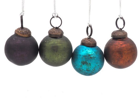GLASS CHRISTMAS BAUBLE TREE DECORATION WITH BRONZE COLOUR CAP.