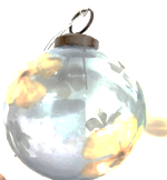 Blue glass bauble with flowers inside