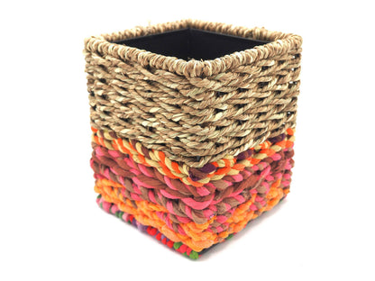 Munja And Reclaimed Sari Fabric Planter – Small