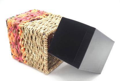 Munja And Reclaimed Sari Fabric Planter Set Of 3