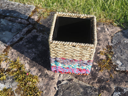 Munja And Reclaimed Sari Fabric Planter – Small