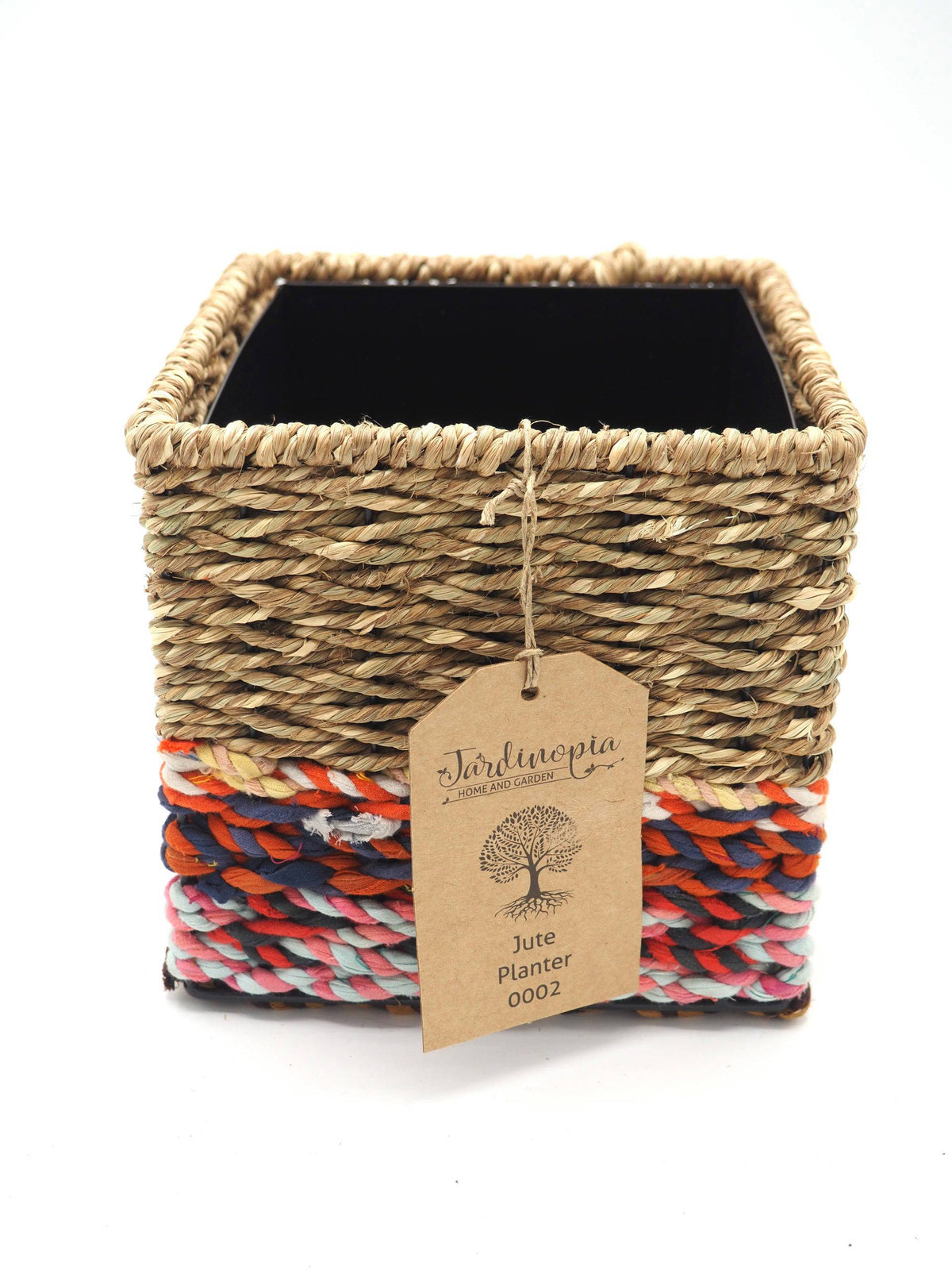 Munja And Reclaimed Sari Fabric Planter – Medium