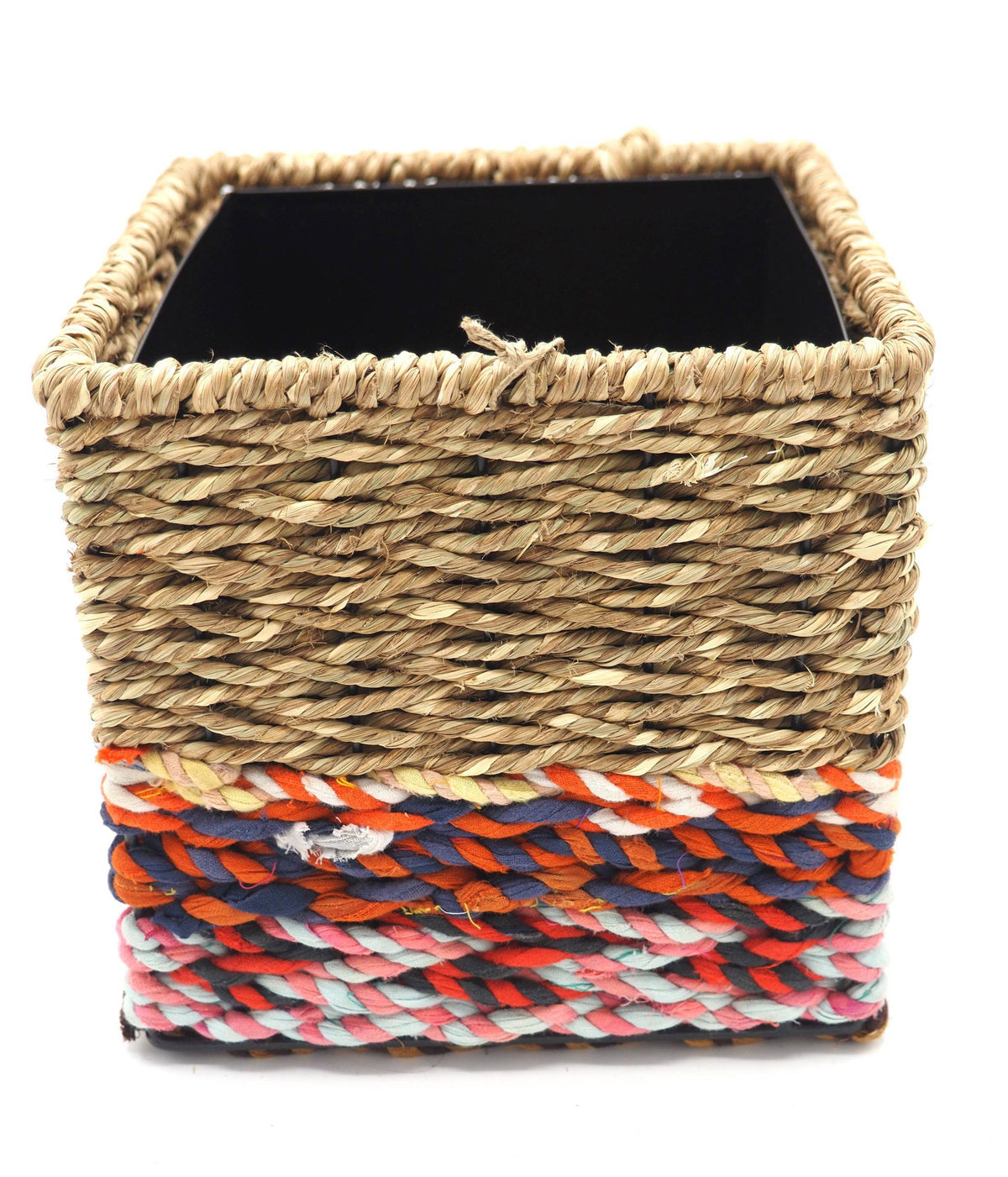Munja And Reclaimed Sari Fabric Planter – Medium
