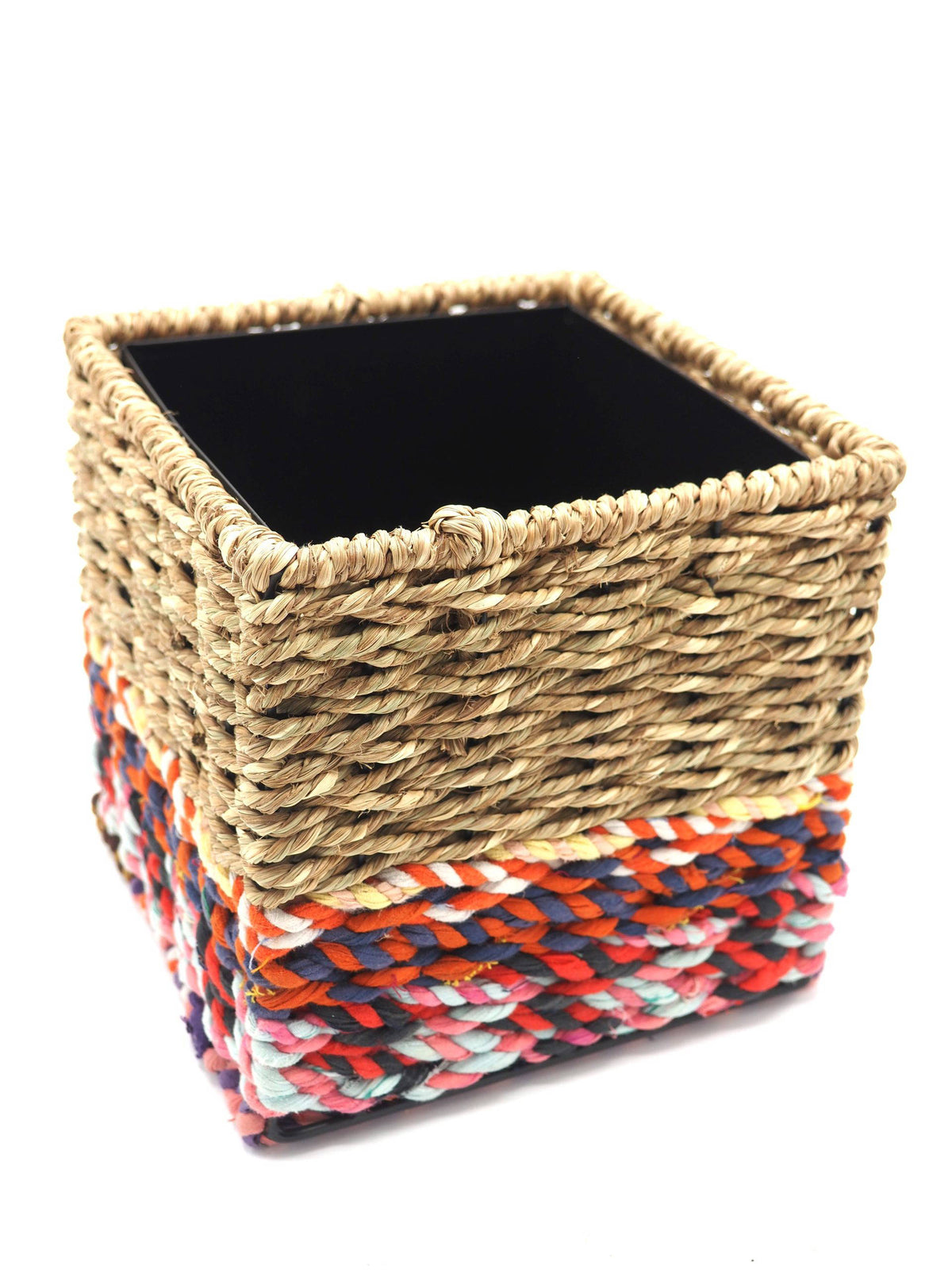 Munja And Reclaimed Sari Fabric Planter – Medium