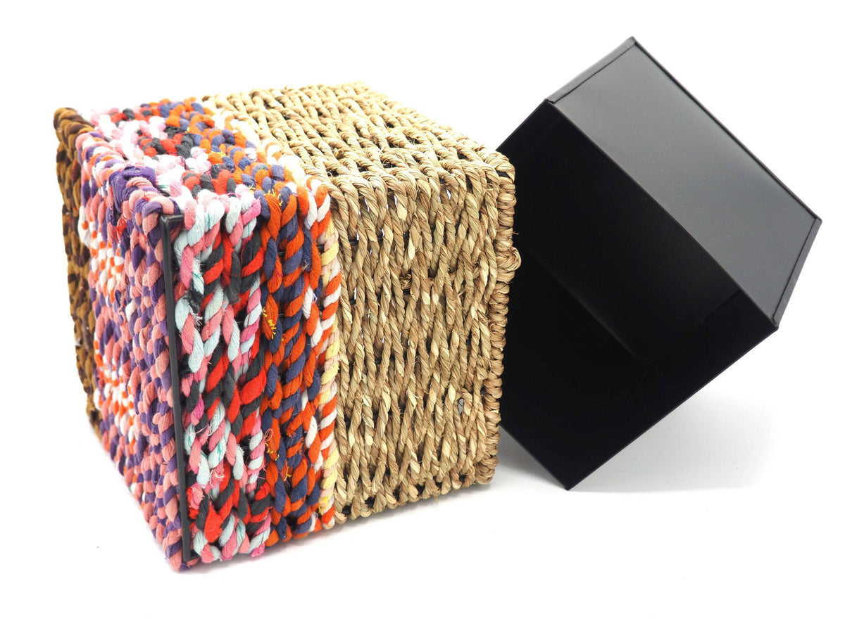Munja And Reclaimed Sari Fabric Planter – Medium