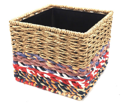 Munja And Reclaimed Sari Fabric Planter - Large