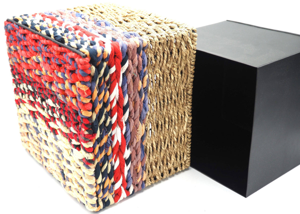 Munja And Reclaimed Sari Fabric Planter - Large