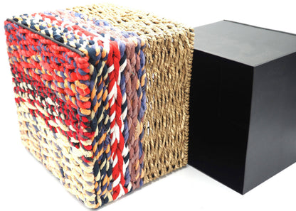 Munja And Reclaimed Sari Fabric Planter - Large
