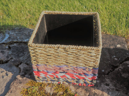 Munja And Reclaimed Sari Fabric Planter - Large