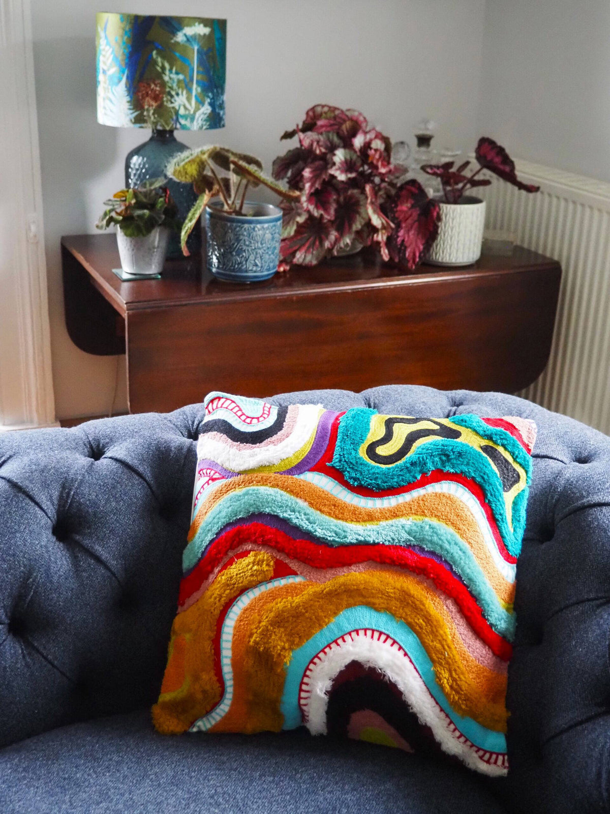 Hand Embroidered Cushion Cover With Poly Fiber Filler