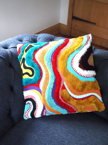 Hand Embroidered Cushion Cover With Poly Fiber Filler