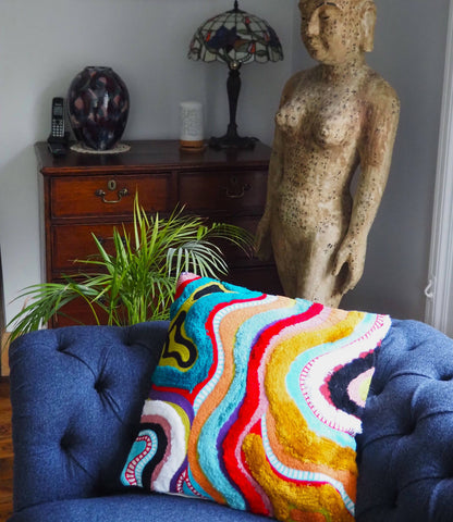 Hand Embroidered Cushion Cover With Poly Fiber Filler