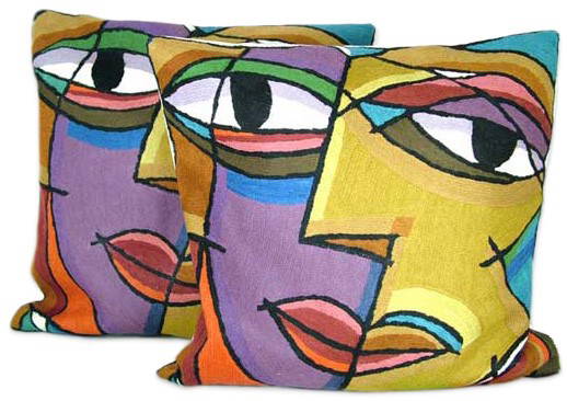Embroidered Cushion Cover With Poly Fiber Filler