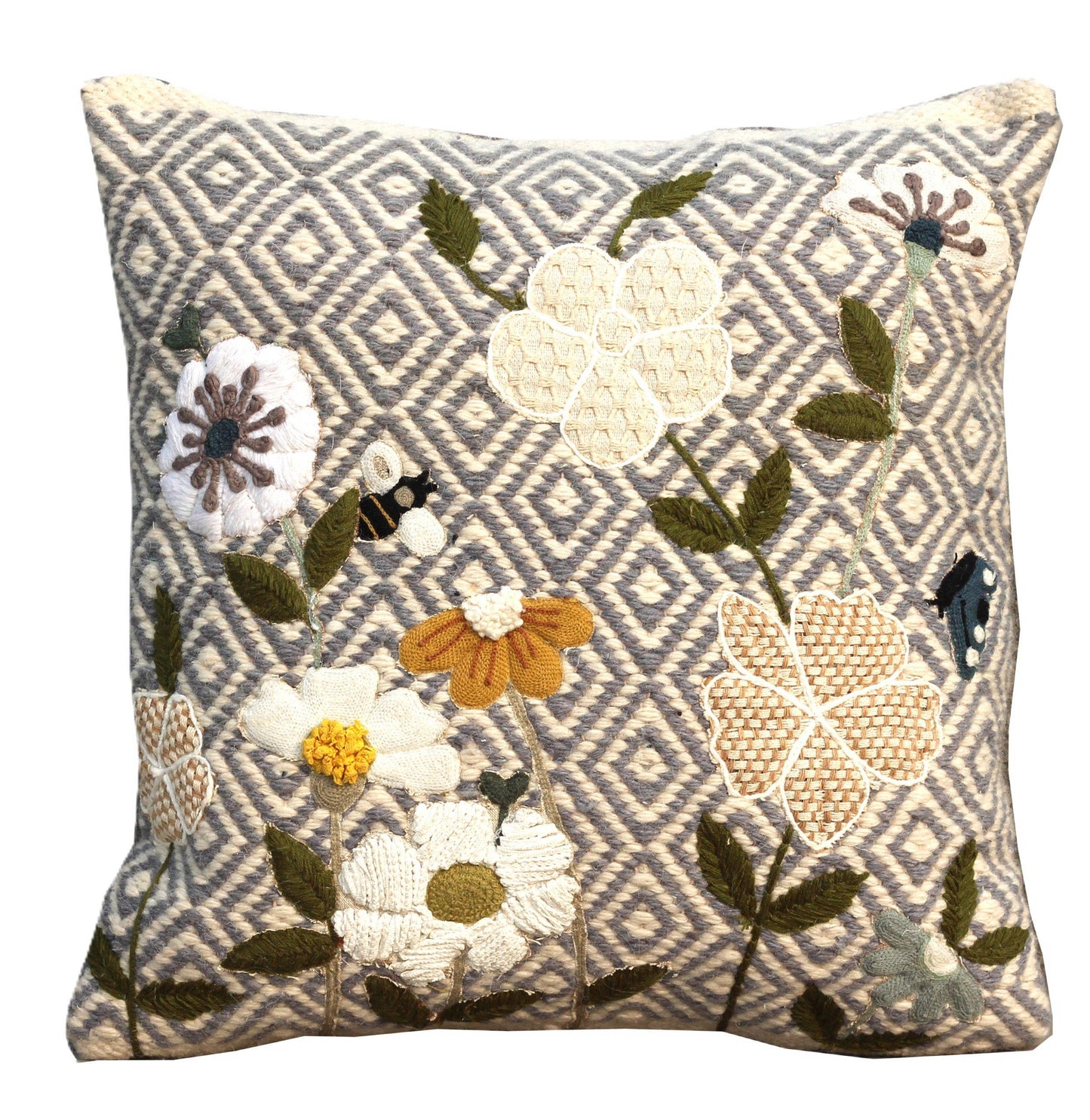 Embroidered Cushion Cover With Poly Fiber Filler