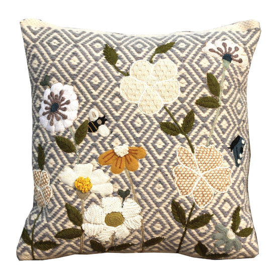 Embroidered Cushion Cover With Poly Fiber Filler