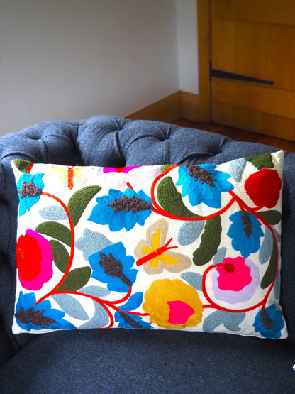 Embroidered Cushion Cover With Poly Fiber Filler