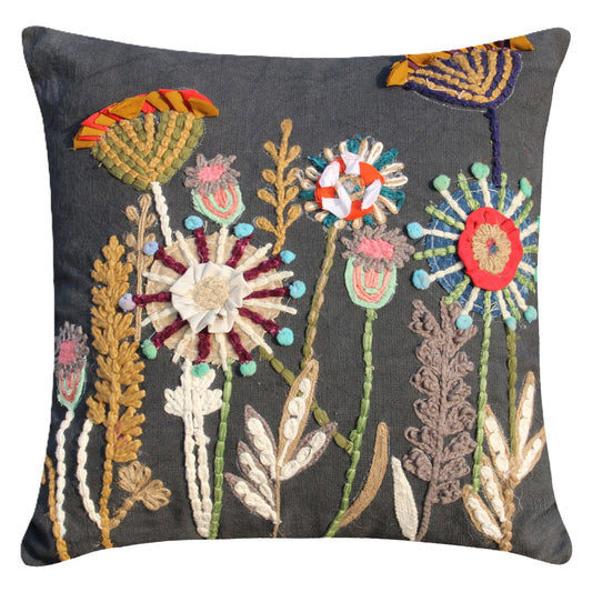 Embroidered Cushion Cover With Poly Fiber Filler