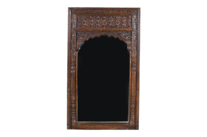 Large Antique Indian Teak Wood Mirror