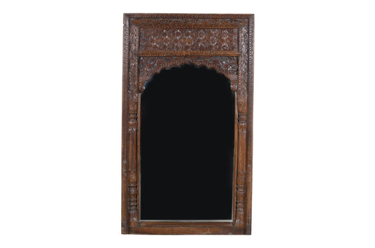 Large Antique Indian Teak Wood Mirror