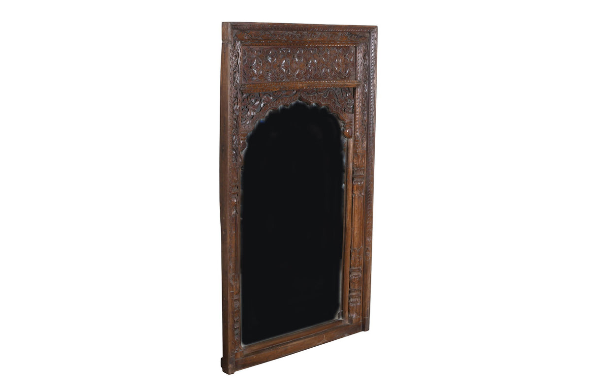 Large Antique Indian Teak Wood Mirror