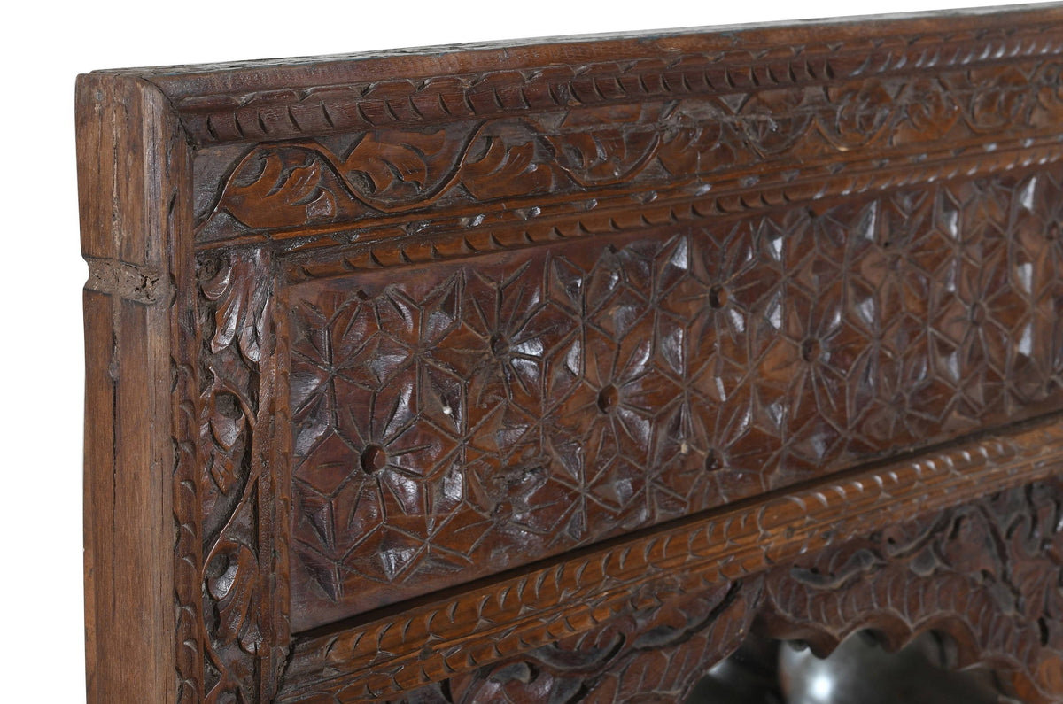 Large Antique Indian Teak Wood Mirror