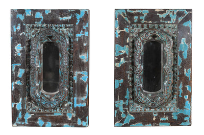 Vintage Indian Teak Wood Wall Mirror