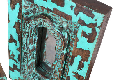 Vintage Indian Teak Wood Wall Mirror