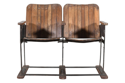Antique Indian Pair Of Wooden Cinema Seats