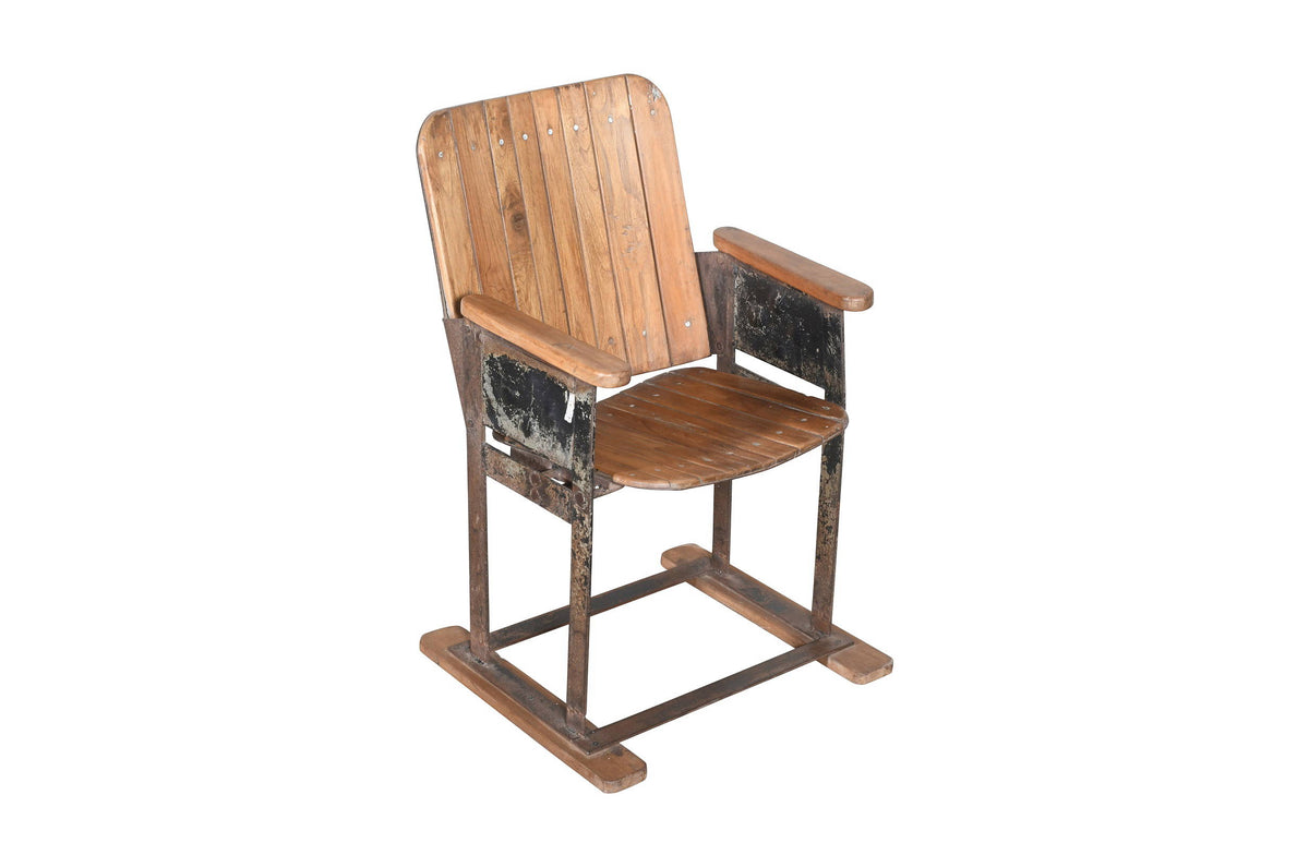 Antique Indian Folding Wooden Cinema Seat