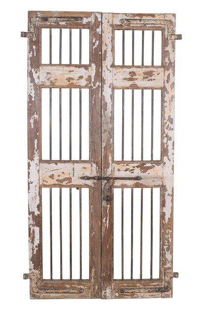 Antique Indian Pair Of Teak Wood Jali Doors