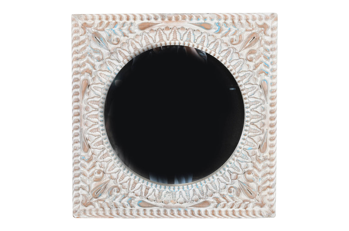 Reclaimed Vintage Indian Teak Wood Wall Mirror