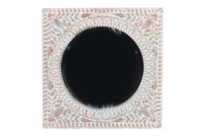 Reclaimed Vintage Indian Teak Wood Wall Mirror